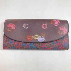 ◎◎ COACH コーチ 長財布 スリムエンベロープウォレット 花柄 F22968 オックスブラッドマルチ Aランク