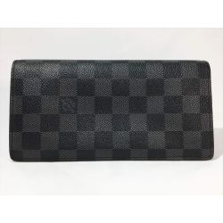 ◎◎ LOUIS VUITTON ルイヴィトン 二つ折り長財布 ダミエ グラフィット ポルトフォイユ ブラザ 内側一部ハガレ有 N62665 Cランク