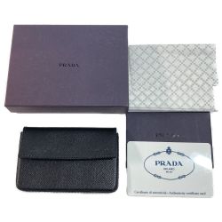 ◎◎ PRADA プラダ 名刺入れ 2M0881 ブラック x シルバー NERO カードケース Aランク