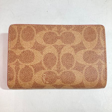  COACH コーチ 二つ折り財布 33034 ベージュ x ホワイト シグネチャー コーナージップ