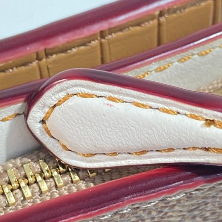  COACH コーチ 二つ折り財布 33034 ベージュ x ホワイト シグネチャー コーナージップ