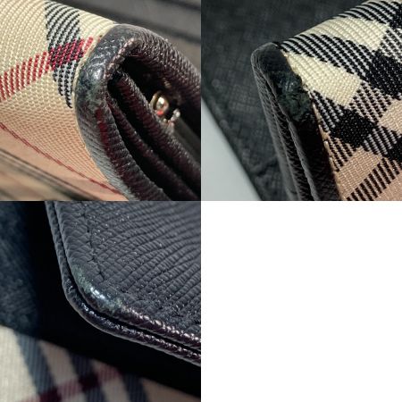  BURBERRY バーバリー 長財布 レザーチェック柄 箱付 YD4651 ベージュ×ブラック