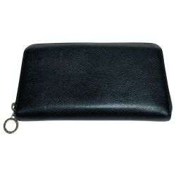 ◎◎ BVLGARI ブルガリ 長財布 36933 ラウンドファスナー 36933 ブラック x ブルー x シルバー Bランク