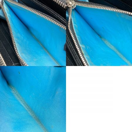  BVLGARI ブルガリ 長財布 36933 ラウンドファスナー 36933 ブラック x ブルー x シルバー