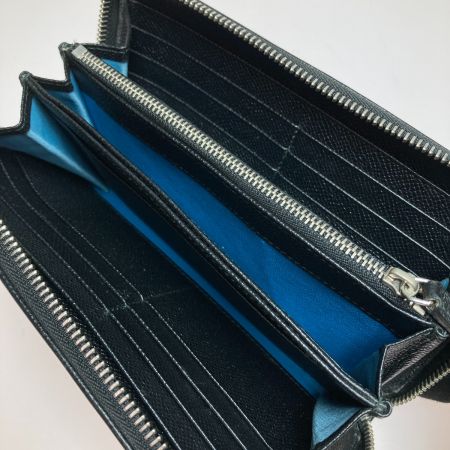  BVLGARI ブルガリ 長財布 36933 ラウンドファスナー 36933 ブラック x ブルー x シルバー