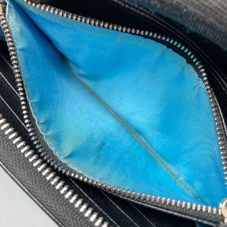  BVLGARI ブルガリ 長財布 36933 ラウンドファスナー 36933 ブラック x ブルー x シルバー