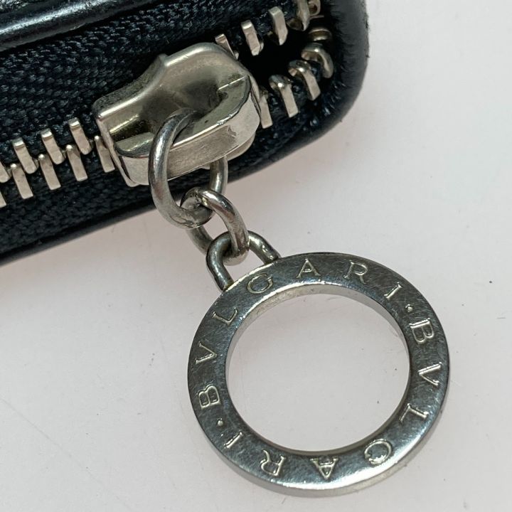 BVLGARI ブルガリ レザー ブラック 長財布 シルバーリング BVLGARI ブルガリ レザー ブラック 長財布 シルバーリング
