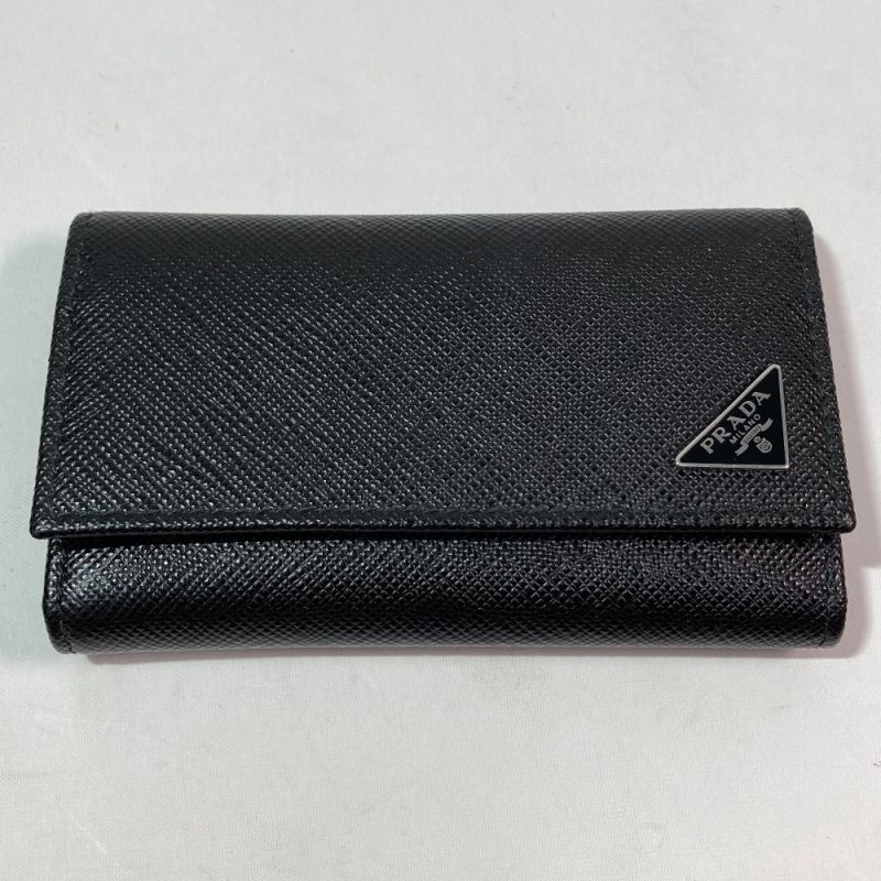 中古】 PRADA プラダ キーケース 6連 サフィアーノ 2PG222 ブラック