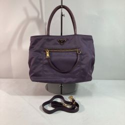 ◎◎ PRADA プラダ 2WAYバッグ パープル x ブラック x ゴールド ハンドバッグ ショルダーバッグ Bランク