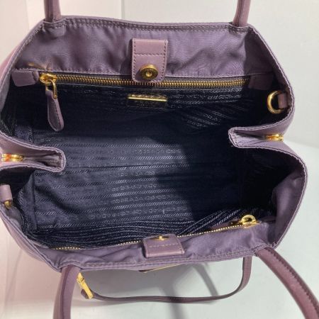  PRADA プラダ 2WAYバッグ パープル x ブラック x ゴールド ハンドバッグ ショルダーバッグ