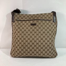 ◎◎ GUCCI グッチ ショルダーバッグ GGキャンバス 122791 ブラウン x シルバー Bランク