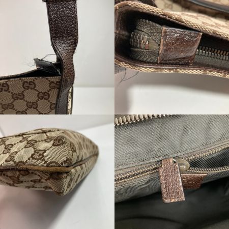  GUCCI グッチ ショルダーバッグ GGキャンバス 122791 ブラウン x シルバー