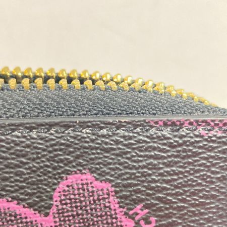  COACH コーチ 長財布 F38689 ブラック x ワイン x ゴールド L字ファスナー フローラル 花柄プリント レディース