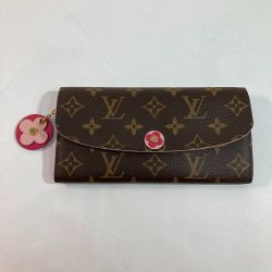 ◎◎ LOUIS VUITTON ルイヴィトン モノグラム ポルトフォイユ・エミリー M68313 ブラウン x ピンク x ゴールド 長財布 Aランク
