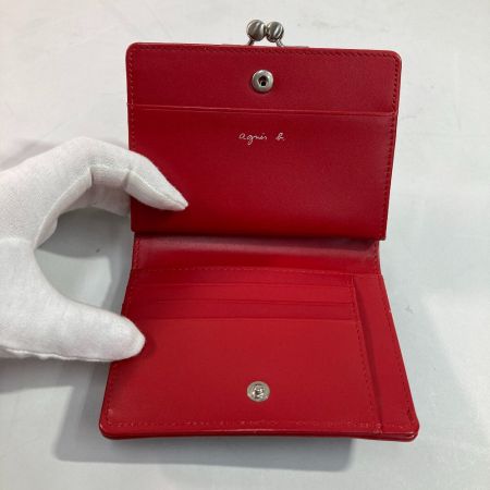  agnes b アニエスベ ２つ折り財布 がま口 EW04-01 ブラック×レッド x レッド