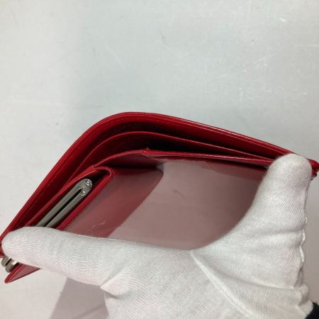  agnes b アニエスベ ２つ折り財布 がま口 EW04-01 ブラック×レッド x レッド