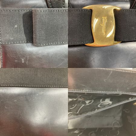 Ferragamo フェラガモ ハンドバッグ ヴァラリボン BA214178 ブラック x ゴールド ショルダーストラップ欠品