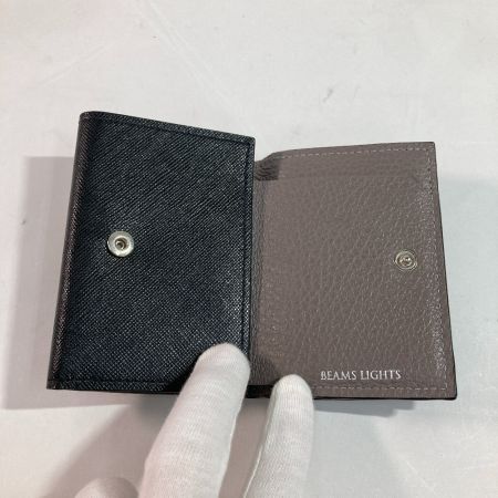  MAININI×BEAMS LIGHTS 財布 ３つ折り ブラック x グレー