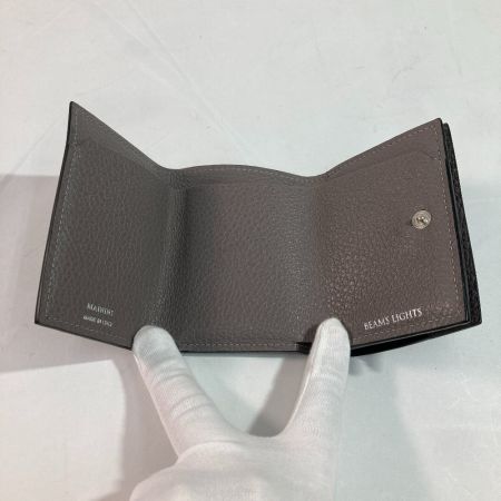  MAININI×BEAMS LIGHTS 財布 ３つ折り ブラック x グレー