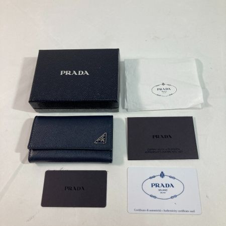  PRADA プラダ PORTACHIAVI GANCI キーケース 2PG222 BALTICO x シルバー ネイビー バルチコ