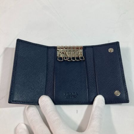  PRADA プラダ PORTACHIAVI GANCI キーケース 2PG222 BALTICO x シルバー ネイビー バルチコ