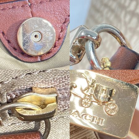  COACH コーチ ハンドバッグ F27902 ベージュ x ベージュ x ゴールド マディソンオプアート シグネチャー レディース