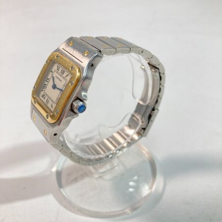  Cartier カルティエ サントスガルベSM 1567 ホワイト x ゴールド x シルバー クォーツ 本体のみ レディース 腕時計