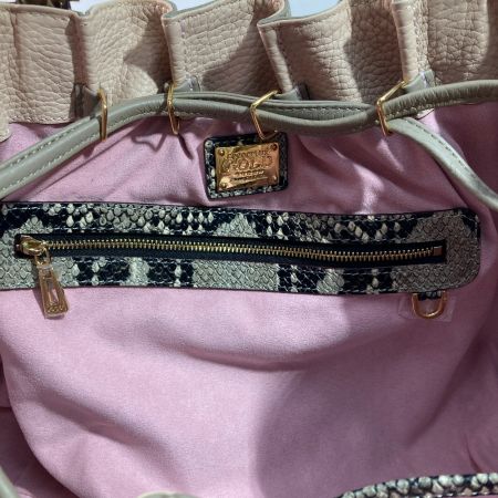  COCOCELUX GOLD 3WAYバッグ ハンドバッグ ショルダーバッグ ベージュ x ピンク