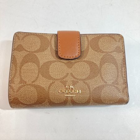  COACH コーチ 二つ折り財布 F54023 ベージュ×ブラウン x ブラウン シグネチャー レディース