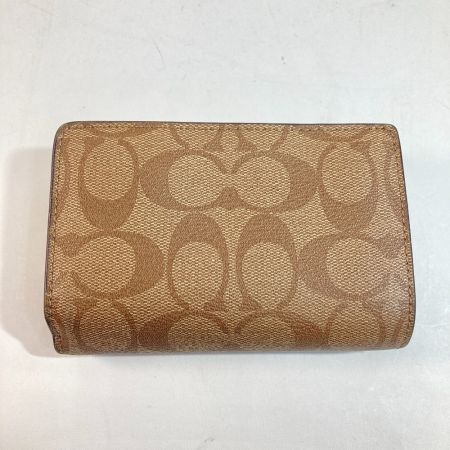  COACH コーチ 二つ折り財布 F54023 ベージュ×ブラウン x ブラウン シグネチャー レディース