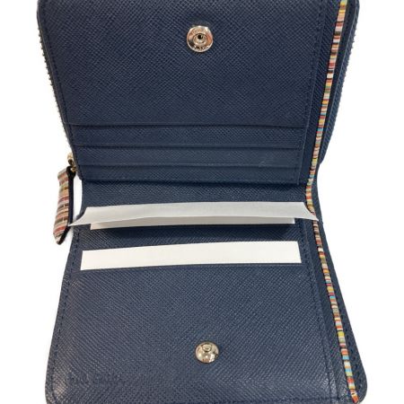 Paul Smith ポールスミス ジップストローグレイン2 PSC783 ネイビー 二つ折り財布 牛革
