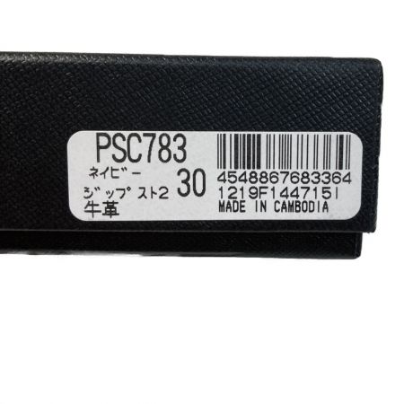  Paul Smith ポールスミス ジップストローグレイン2 PSC783 ネイビー 二つ折り財布 牛革