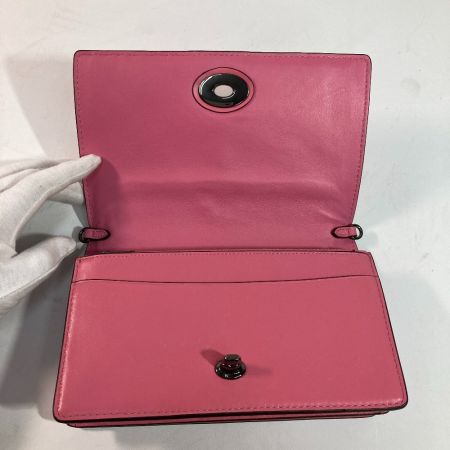  COACH コーチ クラッチバッグフォルドオーバー 27091 ショッキングピンク ポシェット ショルダーバッグ チェーン