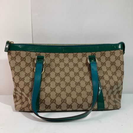  GUCCI グッチ トートバッグ 141470 ベージュ×グリーン x ベージュ x ゴールド