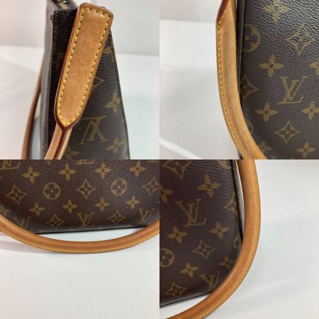  LOUIS VUITTON ルイヴィトン モノグラム ルーピングMM ショルダーバッグ M51146 ブラウン x ゴールド ハンドバッグ