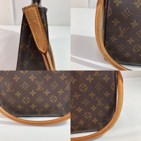  LOUIS VUITTON ルイヴィトン モノグラム ルーピングMM ショルダーバッグ M51146 ブラウン x ゴールド ハンドバッグ