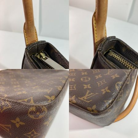  LOUIS VUITTON ルイヴィトン モノグラム ルーピングMM ショルダーバッグ M51146 ブラウン x ゴールド ハンドバッグ