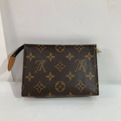 ◎◎ LOUIS VUITTON ルイヴィトン モノグラム ポシェット トワレット15 化粧ポーチ M47546 ブラウン x ゴールド コスメポーチ Cランク