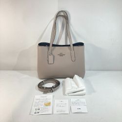 ◎◎ COACH コーチ 2WAYバッグ F48733 グレー x ミッドナイト レザートートバッグ  ハンドバッグ ショルダーバッグ Aランク