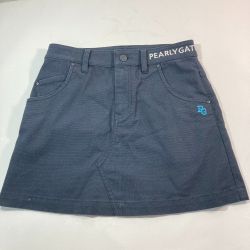 ◎◎ PEARLY GATES パーリーゲイツ ドビー ストレッチ ミニスカート ネイビー 055-0134512 サイズ00 Cランク