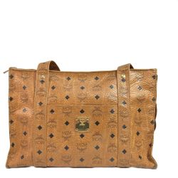 ◎◎ MCM エムシーエム トートバッグ ブラウン x ブラック x ゴールド Cランク