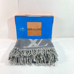◎◎ LOUIS VUITTON ルイヴィトン エシャルプ・モノグラム キャピタル M73455 グレー x ホワイト マフラー Sランク