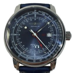 ◎◎ Zeppelin ツェッペリン 7646-3 100周年記念モデル クォーツ ネイビー 7646-3 メンズ 腕時計 本体のみ Bランク