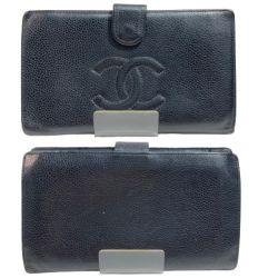 ◎◎ CHANEL シャネル 長財布 ブラック x ゴールド がま口 Cランク