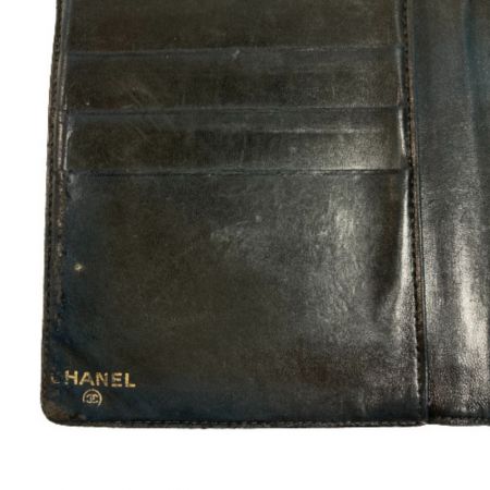  CHANEL シャネル 長財布 ブラック x ゴールド がま口