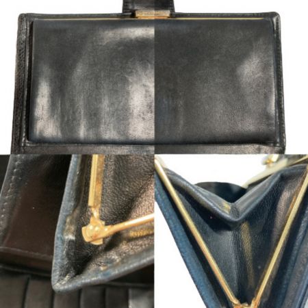  CHANEL シャネル 長財布 ブラック x ゴールド がま口