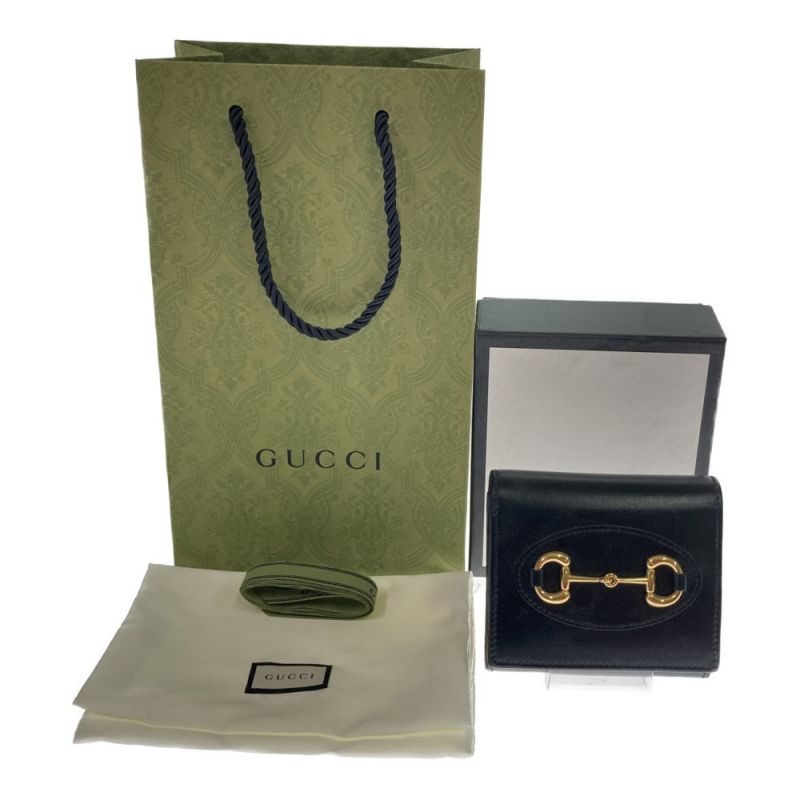 中古】 GUCCI グッチ ホースビット 621891 ブラック x ゴールド 2