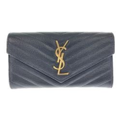 ◎◎ Yves Saint Laurent イブサンローラン 長財布 GUE372264・0918 ブラック x ゴールド イブサンローラン Bランク