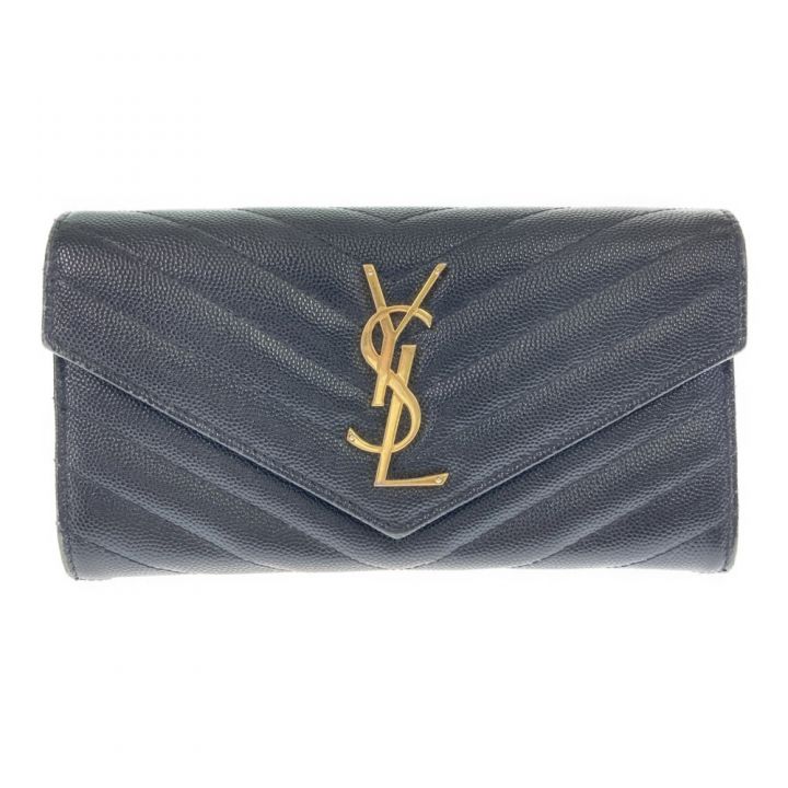 Yves Saint Laurent イブサンローラン 長財布 GUE372264・0918 ブラック x ゴールド イブサンローラン ｜中古｜なんでもリサイクルビッグバン