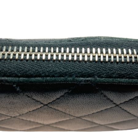  CHANEL シャネル マトラッセ 長財布 ブラック x シルバー x ブラウン ラウンドファスナー